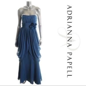 Hailey Adrianna Papell Blue Chiffon Formal Dress 4